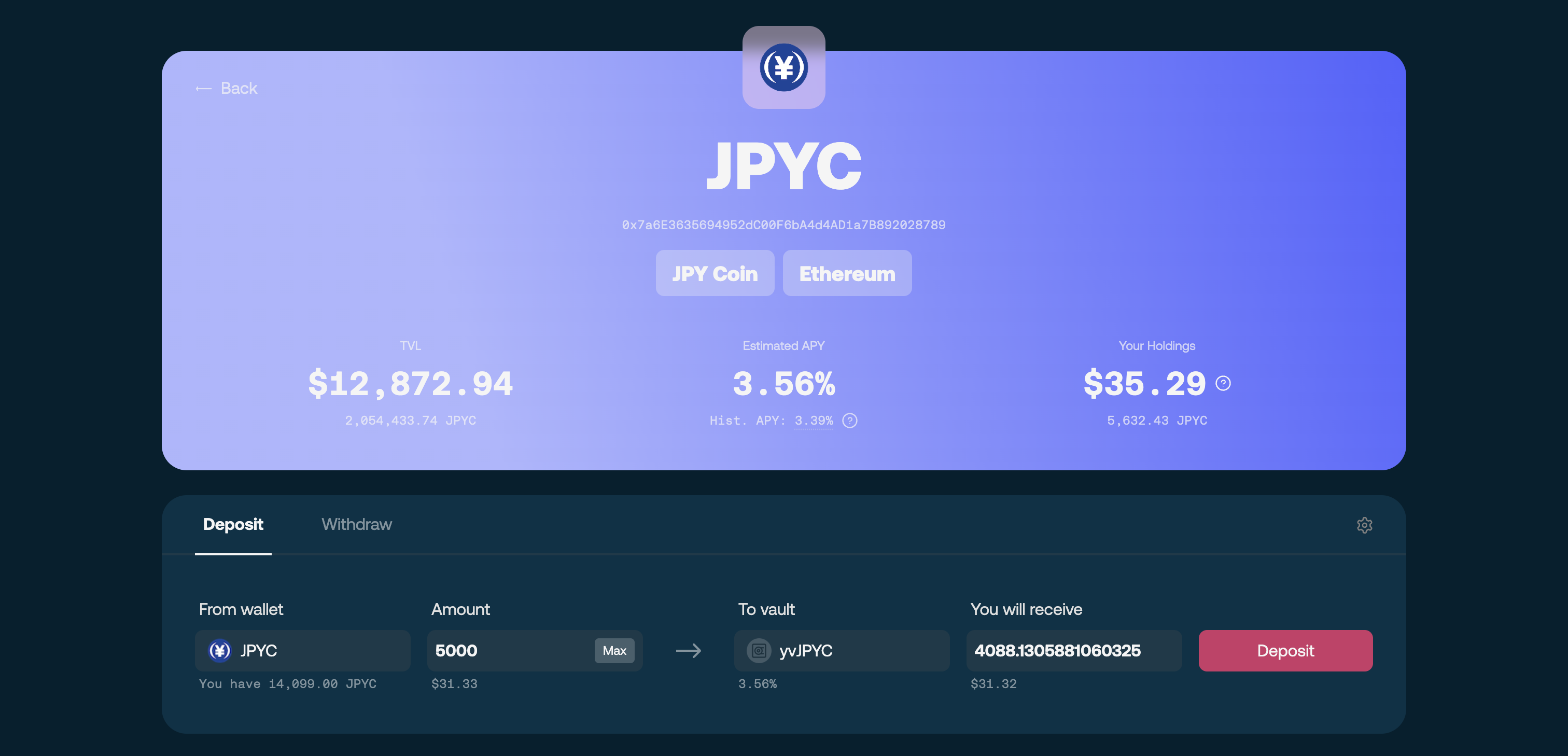 Deposit ready to confirm
